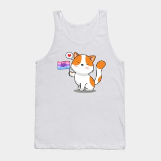 Cute Cat Holding Catgender Flag Tank Top